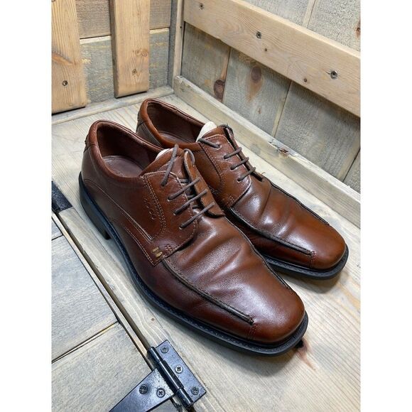 ECCO Men’s Brown Leather Lace Up Oxford Dress Shoes EU 44 US 10/10.5